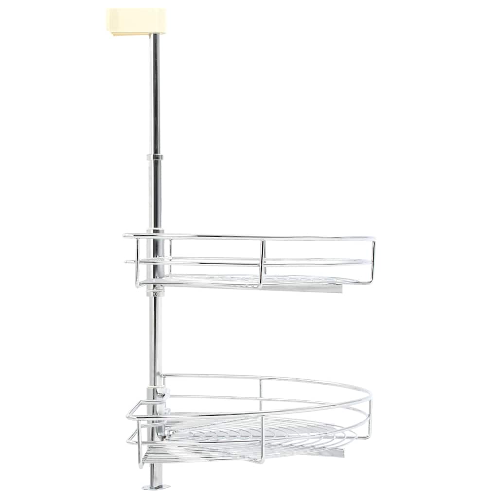 2-Tier Kitchen Wire Basket Silver 180 Degree 75x38x80 cm